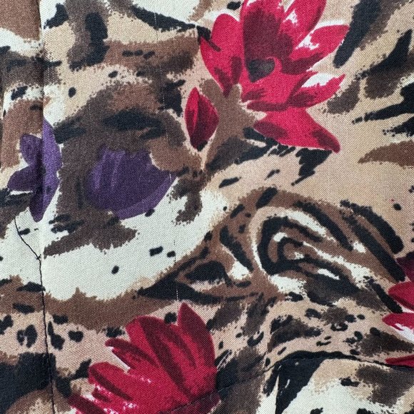 Anna And Frank Womens 100% Silk Quilted Brown Floral Zip Front Bomber Jacket L - Picture 13 of 13